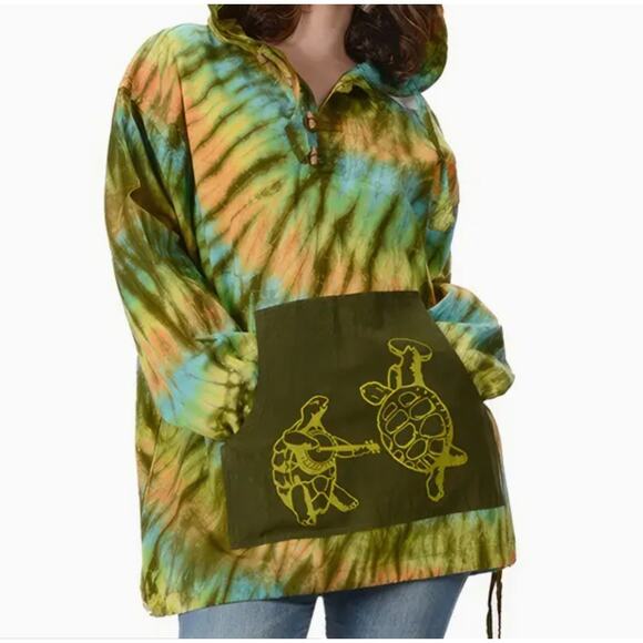 Gypsy Rose Grateful Dead Terrapin Banjo Tie Dye Cotton Hoodie Sweatshirt Turtle - Picture 1 of 9